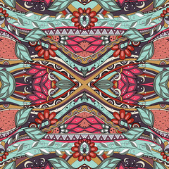 Seamless Floral Pattern (Vector). Hand Drawn Texture with Flower