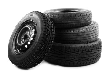 Tyres isolated on white