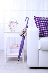 Umbrella in home interior close-up