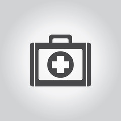 First aid kit black icon set. Medical tool grey icons set. Flat