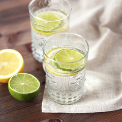 Beverage with lemon and lime