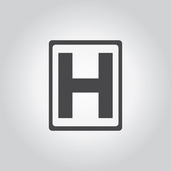 Helipad black icon set. Medical tool grey icons set. Flat design