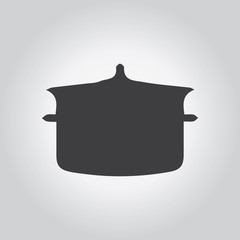 Cooking pan icon. Kitchen black grey icons set. Flat design styl