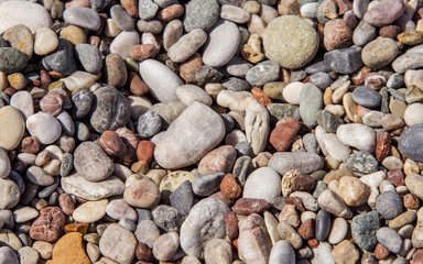 Pebbles on the beach in Rhodes Greece