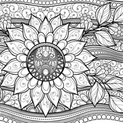 Vector Monochrome Floral Background. Hand Drawn Texture with Flo