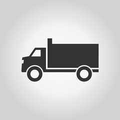 Truck icon. Industy black grey icons set. Flat design style. Vec