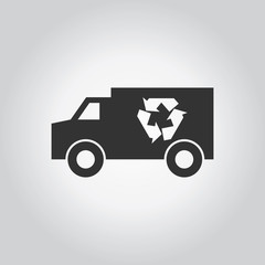 Truck with recycling symbol icon. Industy black grey icons set.