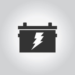Battery with electric symbol icon. Industy black grey icons set.