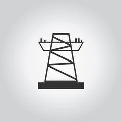 Electric tower icon. Industy black grey icons set. Flat design s