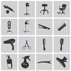 Hair dressing Shop Black icon set. Vector Illustration eps10