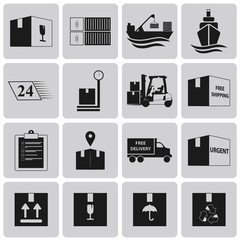 Logistic and Shipping Black icons set3. Vector Illustration eps1