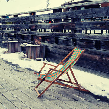 lounge chair at ski resort(Alps), instagram effect