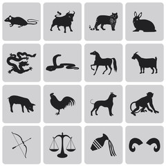 Zodiac Sign  icon set3. Black Vector Illustration eps10