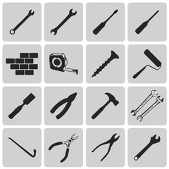 construction tool Black icons set. Vector Illustration eps10