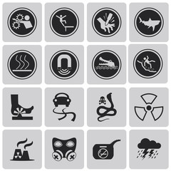 Different icons for "Danger" Black icons set2. Vector Illustrati