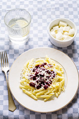 pasta with roasted beets and goat cheese
