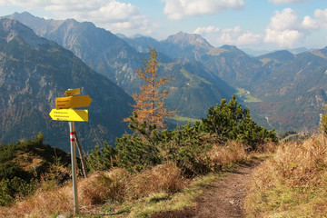 Wanderweg zum Bärenkopf, mit Wegweiser