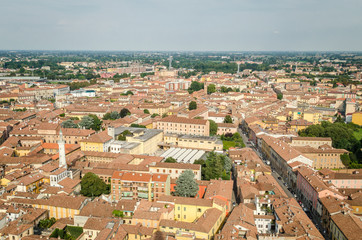 Fototapeta na wymiar Cremona, Italy, panorama from the Torrazzo