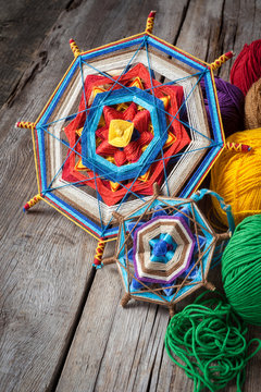 Knitted mandala and yarn