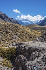 Fototapeta na wymiar Aconcagua, in the Andes mountains in Mendoza, Argentina.