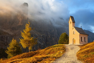 Small chapel, Passo Gardena, Italy - 71197676