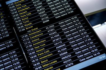 Departures flight information schedule in international airport