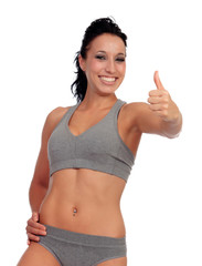 Slim woman in underwear with fitness body