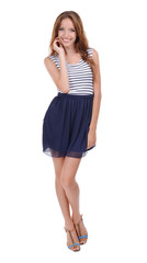 Fototapeta premium Beautiful young woman isolated on white