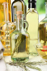 Different sorts of cooking oil, close-up