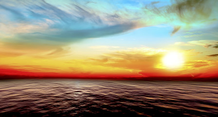 Plakaty  Beautiful Vibrant nature sunset Background