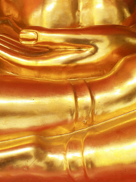 gold hand of image buddha