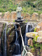 A waterfall fountain.