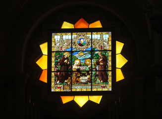 ancient, beautiful stained glass window.