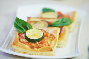 puff with tomato and zucchini