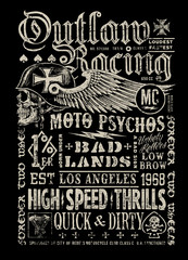 Outlaw Racing vintage poster t-shirt graphic - 71203481