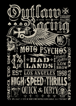 Outlaw Racing Vintage Poster T-shirt Graphic