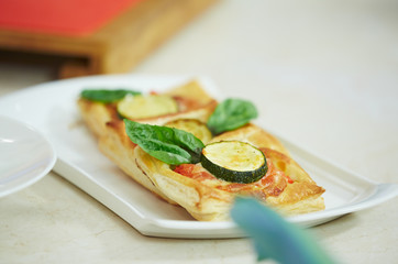 puff with tomato and zucchini