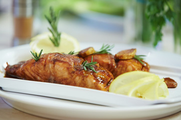 salmon with teriyaki sauce