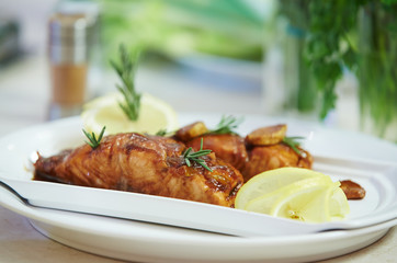salmon with teriyaki sauce