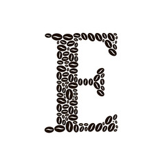 Letter E made of coffee beans vector set