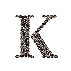 Letter K made of coffee beans vector set