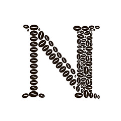 Letter N made of coffee beans vector set