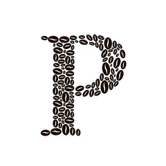 Letter P made of coffee beans vector set