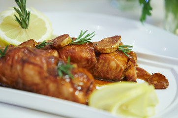 salmon with teriyaki sauce