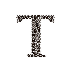 Letter T made of coffee beans vector set