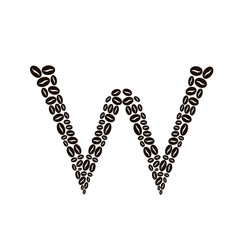 Letter W made of coffee beans vector set