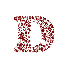 Christmas alphabet D on White Background