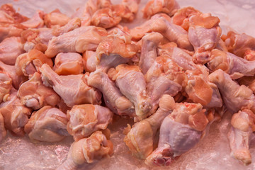 Raw chicken wings on the market,Thailand market.