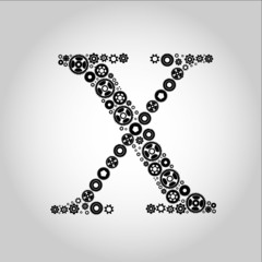 Gear Silhouette Alphabet , X