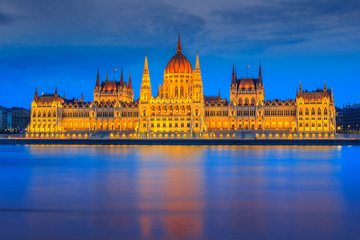 The famous Hungarian Parliament at night,Budapest,Hungary,Europe